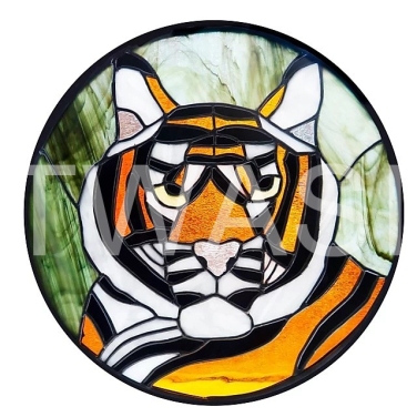 'Tiger' by Dave Wettner Stained Glass 34cm diameter £165